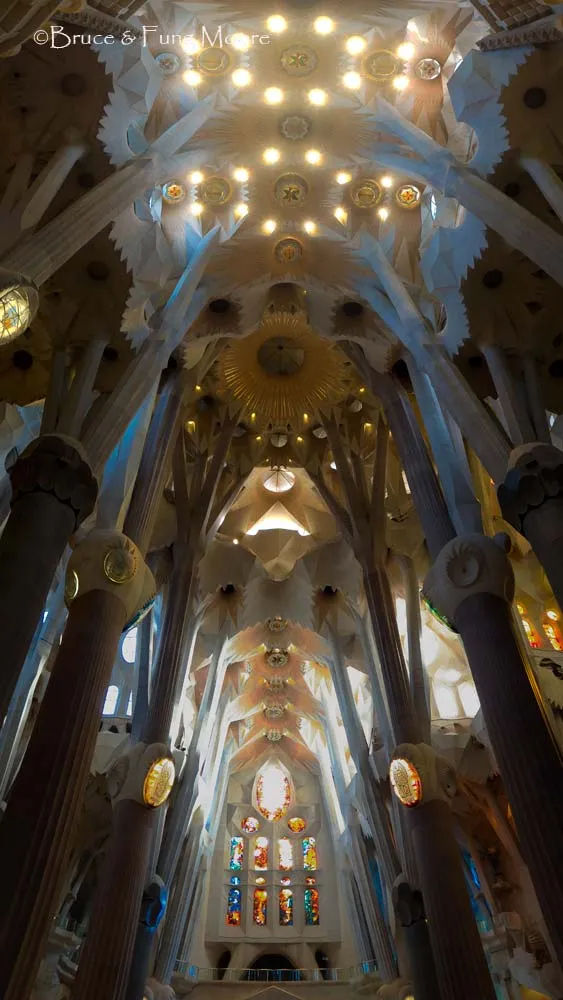La Sagrada Familia ceiling The ceiling of La Sagrada Familia