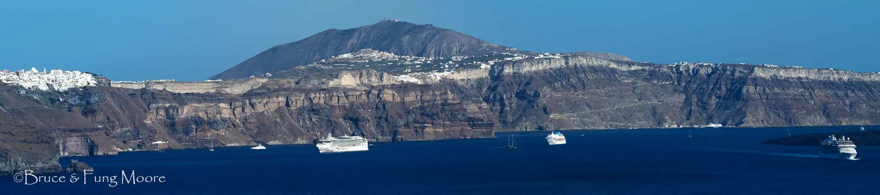 cruise ships in the Santorini caldera