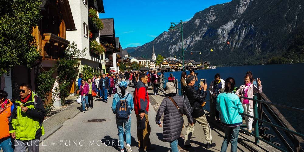 Asian tourists in Hallstatt Austria