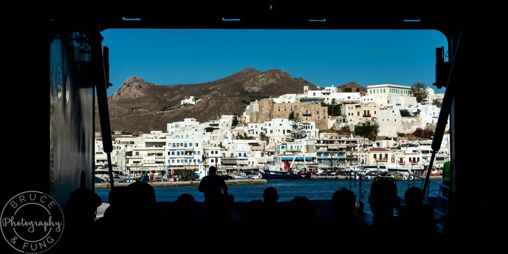 The view of Naxos Town from the arriving Blue Star Ferry