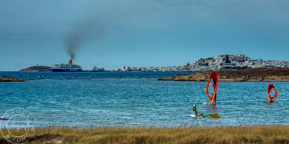 Learning to windsurf in a protected bay on Naxos