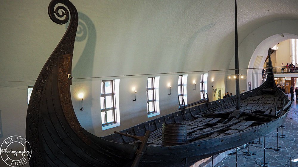 Unearthed Viking ship on display at the Viking Museum, Oslo