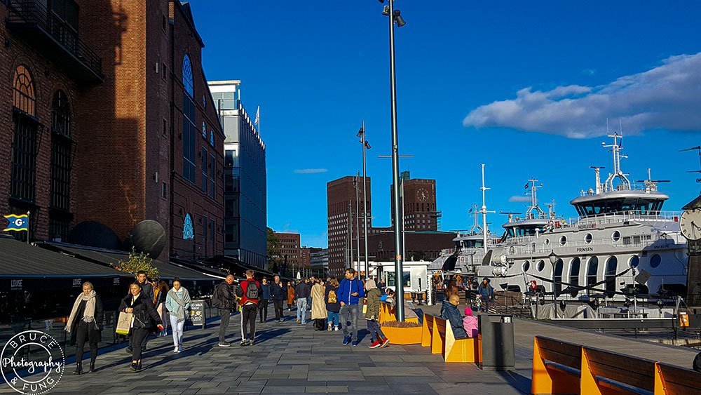 Aker Brygge waterfront food and shopping promenade